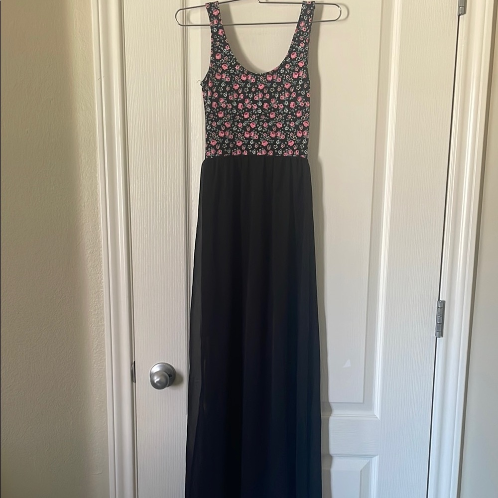 H AND M Floral Black Maxi Dress